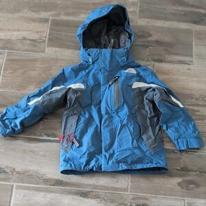 The North Face Blue and Gray Kids' Hooded Winter Jacket